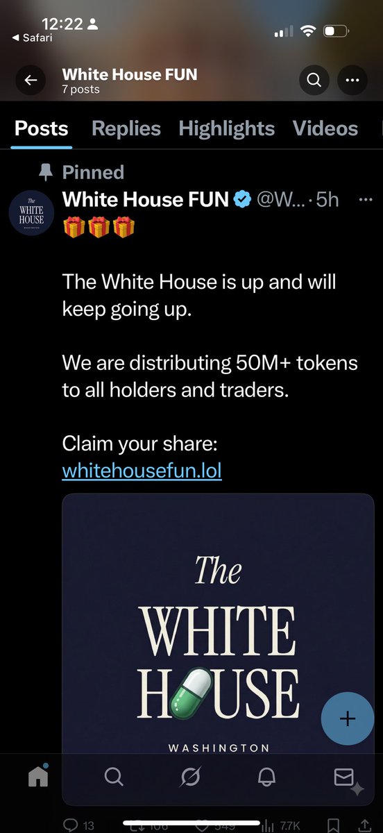 $WHITEHOUSE
DRAINER link connected to x link on axiom 
Not sure if it is connected to the dev and admin but they have banned me from comm for asking about the link 
Beware of this coin until they take care of this matter 

7oXNE1dbpHUp6dn1JF8pRgCtzfCy4P2FuBneWjZHpump