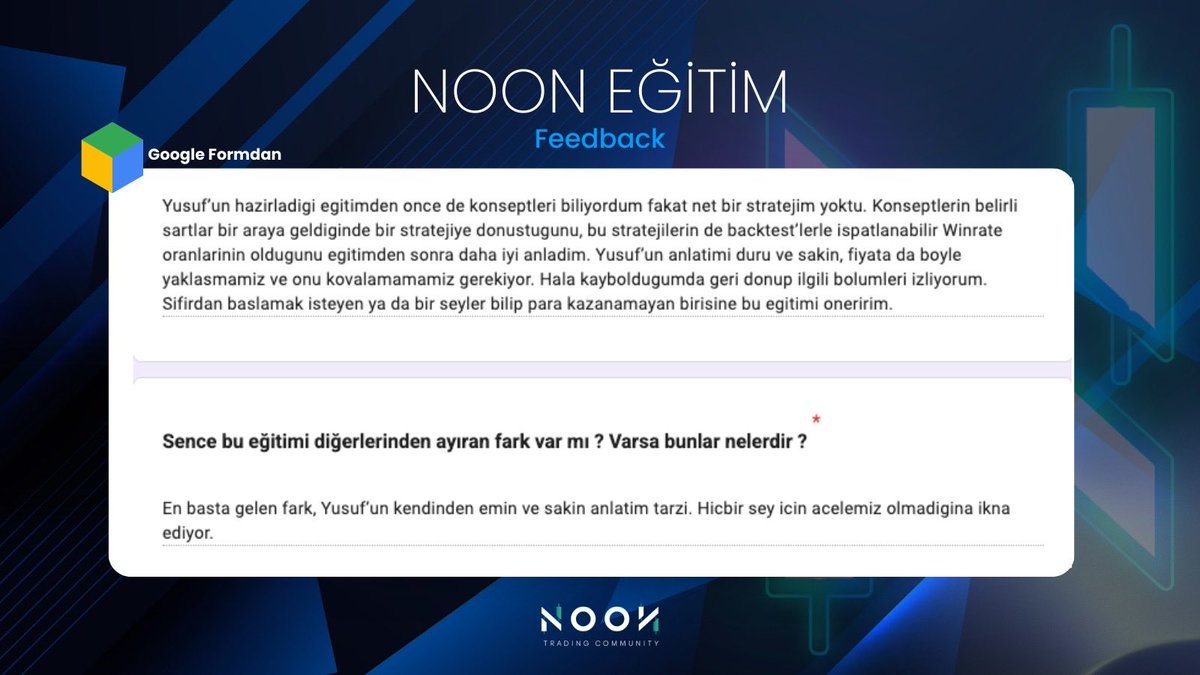 NoonTradingC's tweet photo. Noon Eğitim seti için feedback serilerine bu tweetin altından ulaşabilirsiniz. 

Feedback/1 https://t.co/F8tcKCHJac