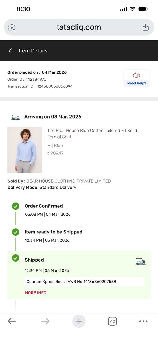 skyprorad's tweet photo. @TataCLiQCare doesn’t care about the customers. They coax you to place a no return order saying replacement is available for wrong size or fit. Then they refuse to replace or return or refund. #JagoGrahakJago #ConsumerRights https://t.co/0vNFd1nrKJ