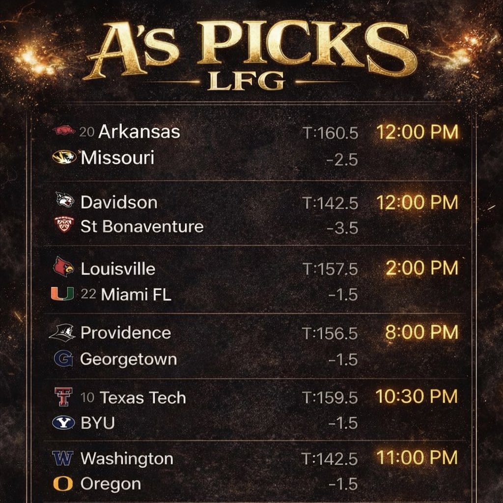 🚨FREE CBB SATURDAY SLATE🚨

LINK 👉 dubclub.win/r/p/pri-nx93c/…

LIKE + RT = RIDING WITH US🫡

$100 TO SOMEONE FOLLOWING AFTER WE SWEEP THE BOARD BELOW💰

INCLUDES TEXAS TECH VS. BYU MAX🔨🔨🔨🔨🔨

LFGGGGGG