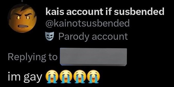 OGNinjaEarth's tweet photo. I still can't believe Kai was suspended for being gay 😭 #justiceforkai https://t.co/CN19QG66u2