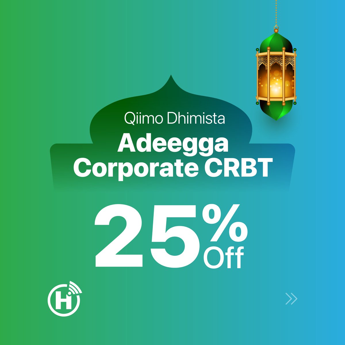 Hormuud's tweet photo. Munaasabadda bisha barakeysan ee Ramadaan awgeeed, waxaan macaamiisheenna qiimadhimis gaaraysa 25% ugu samaynay adeegga Corporate CRBT, oo ay shirkaduhu shaqaalahooda u saari karaan cod xayeeysiin ama ogaysiisyo ah marka uu taleefankoodu dhacayo.

#Hormuud #Ramadaan #CorporateCRBT #Guulsoomaaliyeed