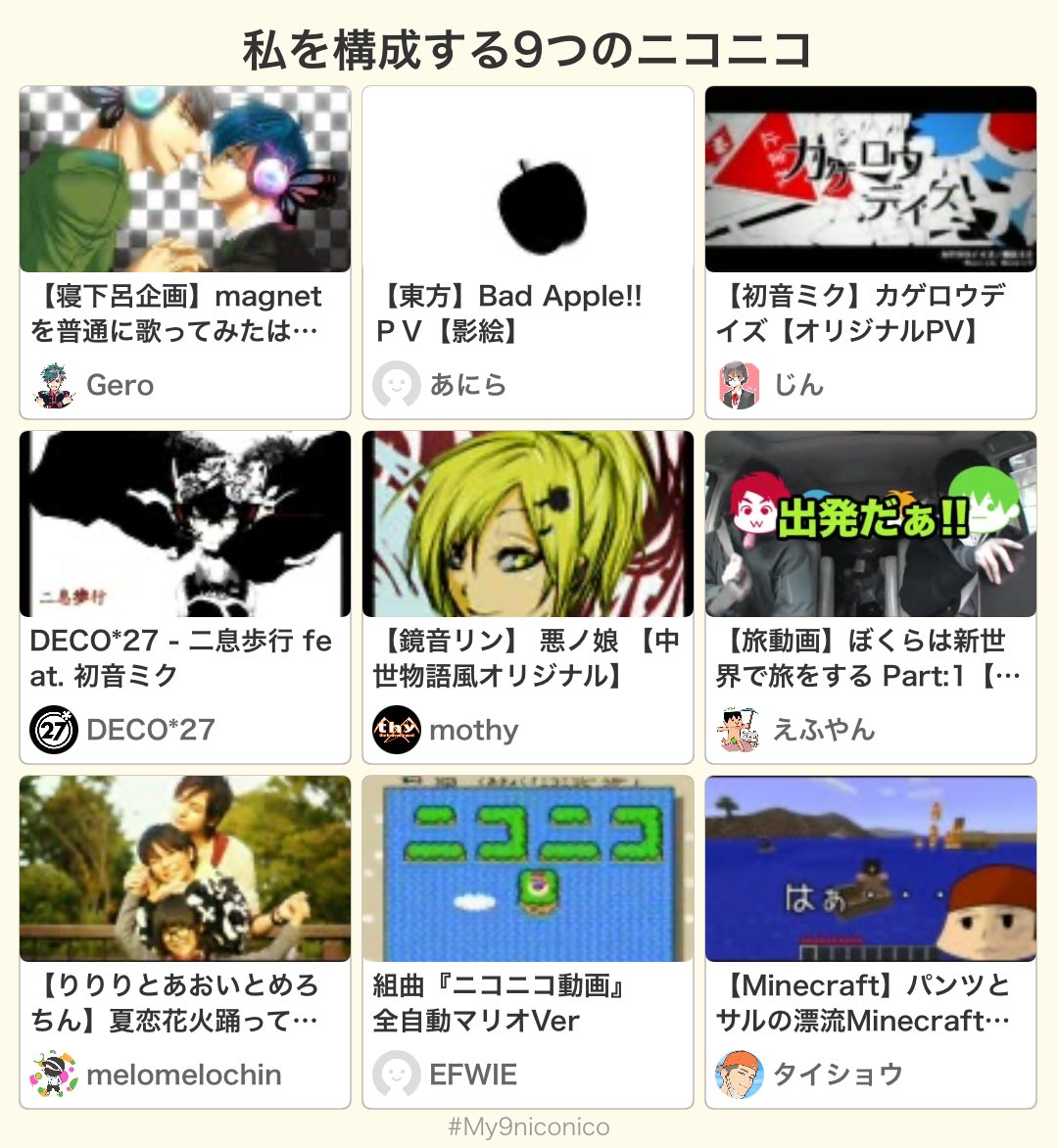 私を構成する9つのニコニコ 懐かしすぎる #私を構成する9つのニコニコ