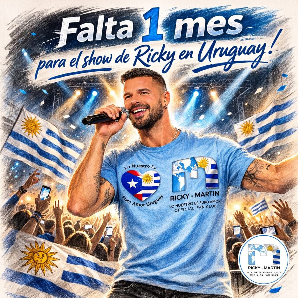 Comenzamos la cuenta regresiva!!!
1 mes para tener a Ricky nuevamente en nuestro país y poder disfrutar de su música y vivir una noche soñada 
<a href="/ricky_martin/">Ricky Martin</a>
  Uruguay te está esperando 🇺🇾❤️

<a href="/RMwebteam/">Ricky Martin WebTeam</a>

<a href="/inpulsemedia/">Inpulse Media</a>
 
<a href="/lonuestrofco/">Lo Nuestro Es Puro Amor FCO de Ricky Martin</a>
  <a href="/SonyMusicUru/">Sony Music Uruguay</a>  
<a href="/SonyMusicArg/">Sony Music Argentina</a>
<a href="/SonyMusicLatin/">sonymusiclatin</a>