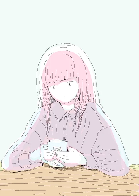 コーヒーは身体を冷やすらしい。 こんなにホッとするのに。 カップで暖を小さな暖をとる人。しずかに。