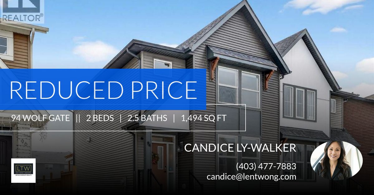 candicelywalker's tweet photo. 📍 Reduced Price 📍 This recently reduced home at 94 Wolf Gate in Okotoks won't last long, so, don't wait to set up a showing! Reach out here or at (403) 477-7883 for more information!

Candice Ly-Walker
Managing Partner
Len T. Won... https://t.co/t9rhEzdoib https://t.co/WzKD1hEvt7