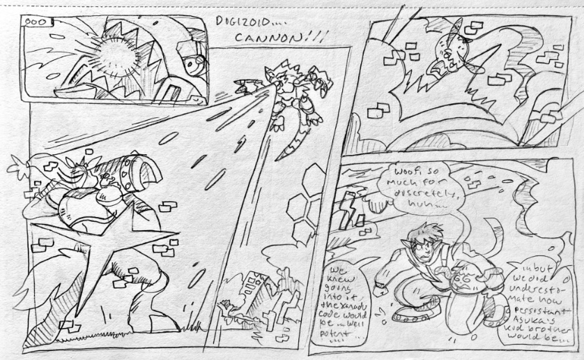 BlueIkeTweets's tweet photo. How ArmaLizamon’s first fight went in Zone. Fighting Indramon as a more comical Year of the Horse nod. Kinou’s eCode is a nod to Soul Hunters.  #Digimon #digimonzone #BEATBREAK #blueike #digimonfanart #armalizamon https://t.co/5imwcYiq9S