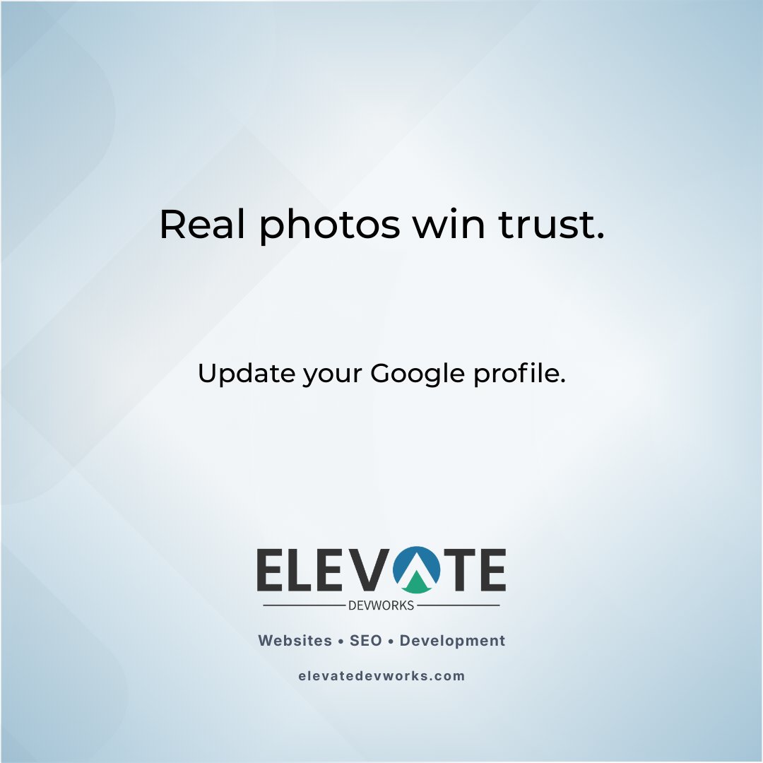 elevatedevworks's tweet photo. For many local businesses, your Google Business Profile gets seen before your website. Real photos help people trust you faster, and they make your listing feel active.

Add 5–10 real photos that show what it’s like to work with you. https://t.co/akQrzIhgRm