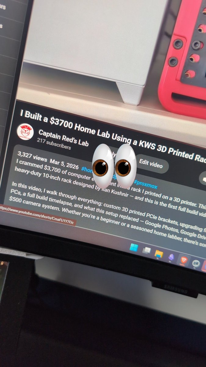 CaptainRedsLab's tweet photo. Absolutely amazed by the support on the first video! 
https://t.co/3MyvolCM4D

#homelab #3dprinting https://t.co/1FJtr6wvB0