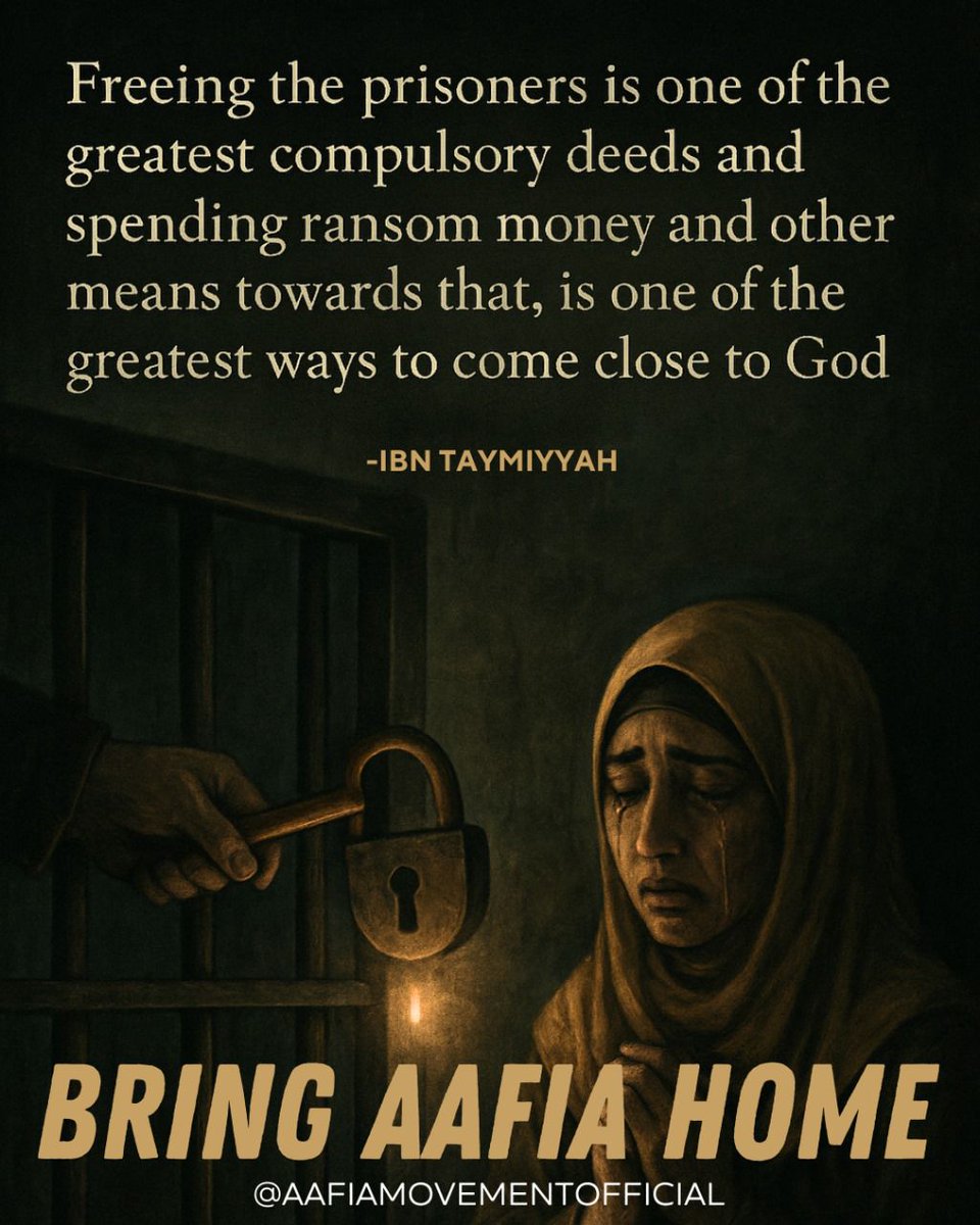 Aafiamovement's tweet photo. Freedom for the oppressed is a noble deed. May justice prevail. 🤲 https://t.co/rm3IPj8MHY