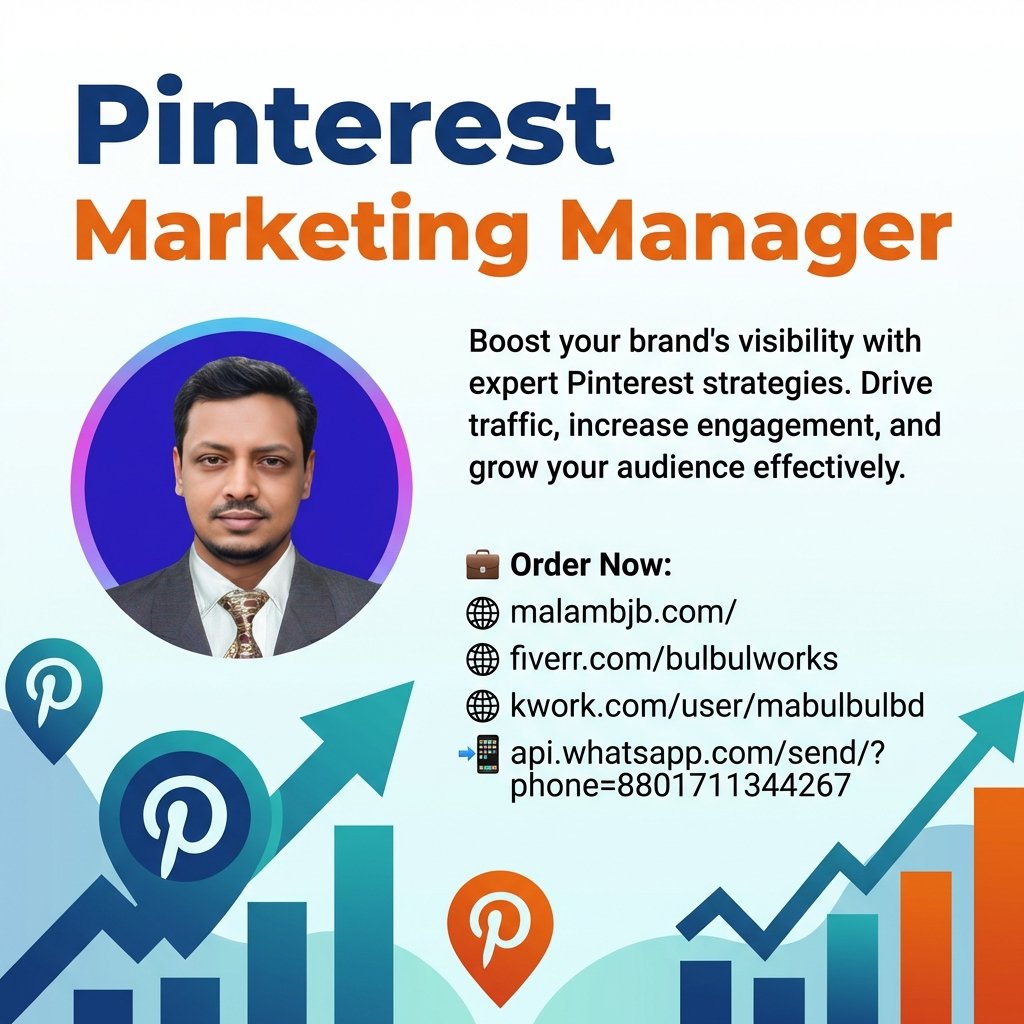 BrightMahbub's tweet photo. 📌🚀 Pinterest Marketing Manager | Boost Traffic &amp; Grow Your Brand
💼 Order Now:
🌐 https://t.co/nQvvon1jiq
🌐 https://t.co/cfUwKM5spO
🌐 https://t.co/VL5en0OlfN
📲 https://t.co/219te6ITBr
#PinterestMarketing #PinterestManager #PinterestExpert #PinterestSEO #SocialMediaMarketing https://t.co/GGnHyAiyLU