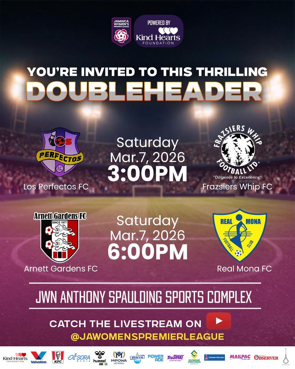 karendmadden's tweet photo. The new season of the Jamaica Women's Premier League gets off to a bang later today. This is a blockbuster double header! #JWPL https://t.co/vFRqyz1wW1