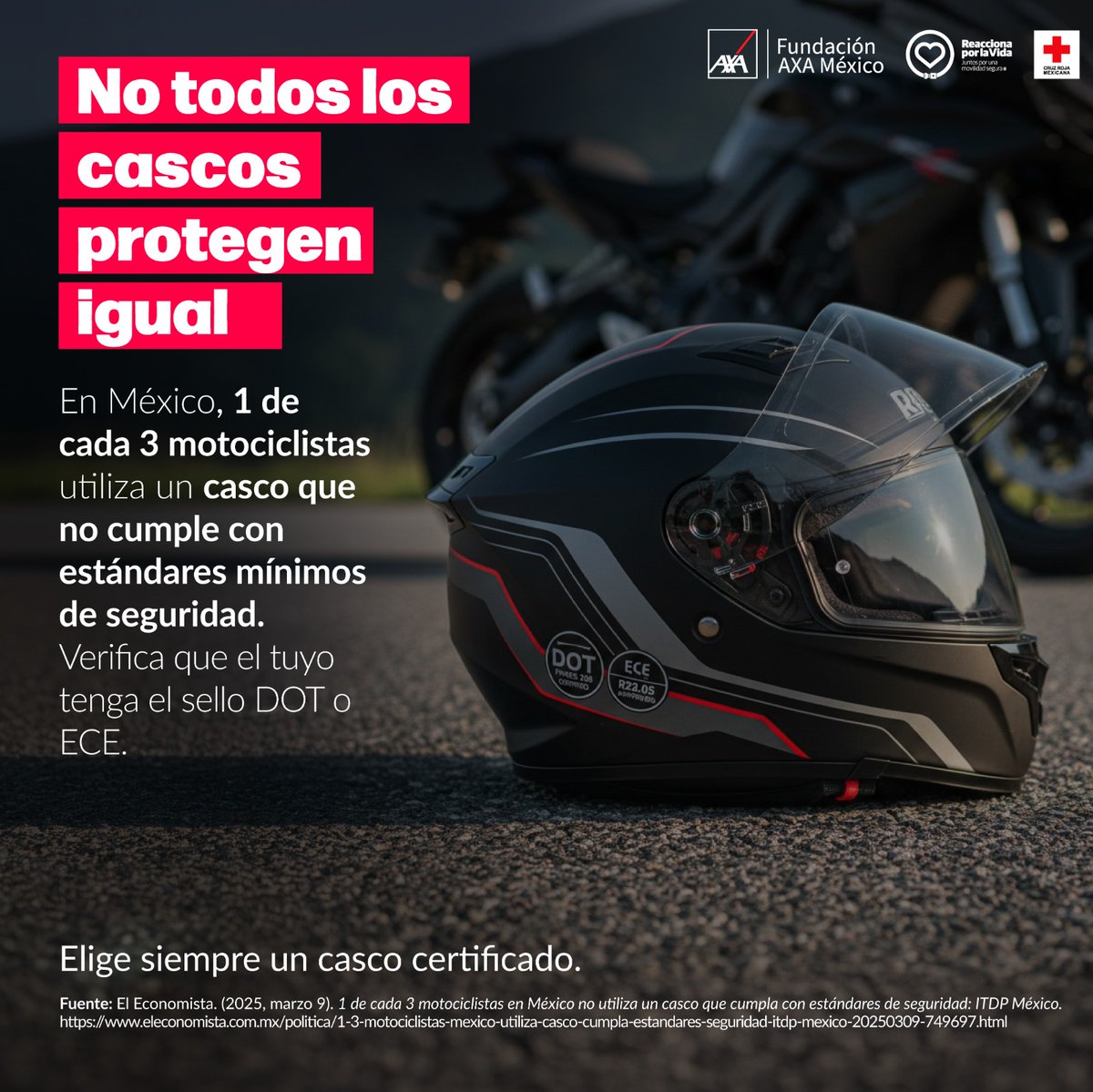 #ReaccionaXLaVida 

El CASCO no es opcional. 

REDUCE RIESGOS, respeta las normas y usa siempre casco certificado 👇🏽