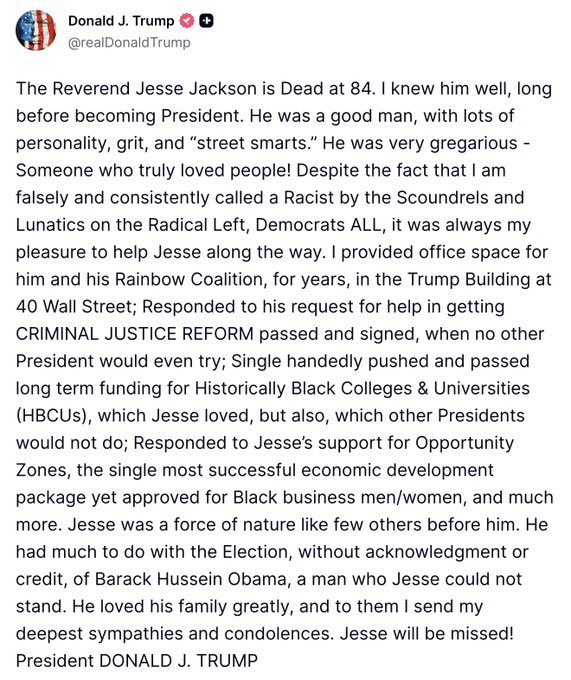 RossFairchild's tweet photo. @RightWngdAngel Jesse Jackson despised Barack Obama for the obvious reasons.

Jesse Jackson loved Donald J. Trump. https://t.co/mvHU95etJ7
