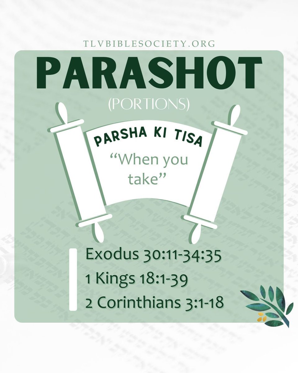 TLVBibleSociety's tweet image. Let’s read the Bible together!!! 🫶🙌
📖Torah- Exodus 30:11-34:35
📖Haftarah- 1 Kings 18:1-39
📖New Covenant- 2 Corinthians 3:1-18

Dive into the Parsha this week with us with the TLV Bible app!
🔗 tlvbible.app.link

#parsha #parashot #weekly #torah #biblestudy #tlvbible