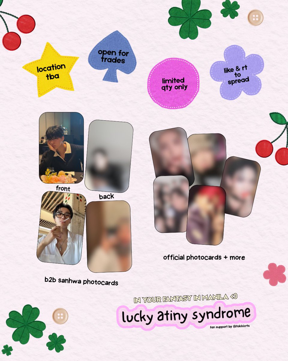 𝐥𝐮𝐜𝐤𝐲 𝐚𝐭𝐢𝐧𝐲 𝐬𝐲𝐧𝐝𝐫𝐨𝐦𝐞 ☘︎

in your fantasy in manila fan support ༊*·˚ by <a href="/tokkicrts/">sab ☂︎︎ saw dreamies + ateez + sebongs</a>

𝜗ৎ location &amp; time tba
𝜗ৎ limited qty only
𝜗ৎ rt &amp; like to spread 

see u there po <33

#InYourFantasy_MNL #ATEEZinManila
#ATEEZ #에이티즈