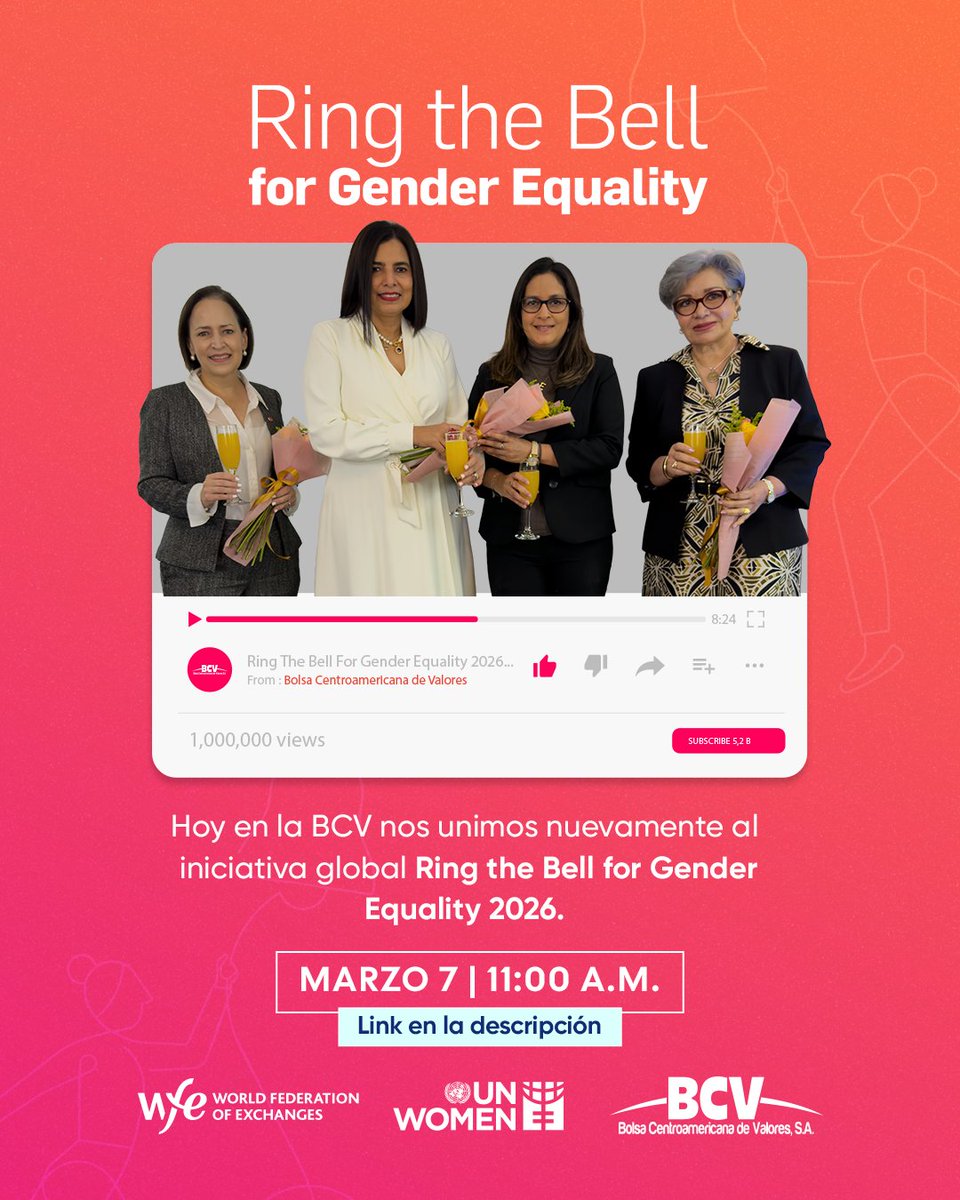 🎬👩‍🦰  HOY ESTRENO
Este 7 de marzo a las 11:00 a. m. estrenamos en nuestro canal de YouTube el video del Conservatorio Ring the Bell for Gender Equality 2026.
lnkd.in/eXaUcmYG
 hashtag#RingTheBellForGenderEquality hashtag#IWD2026 hashtag#WEPs