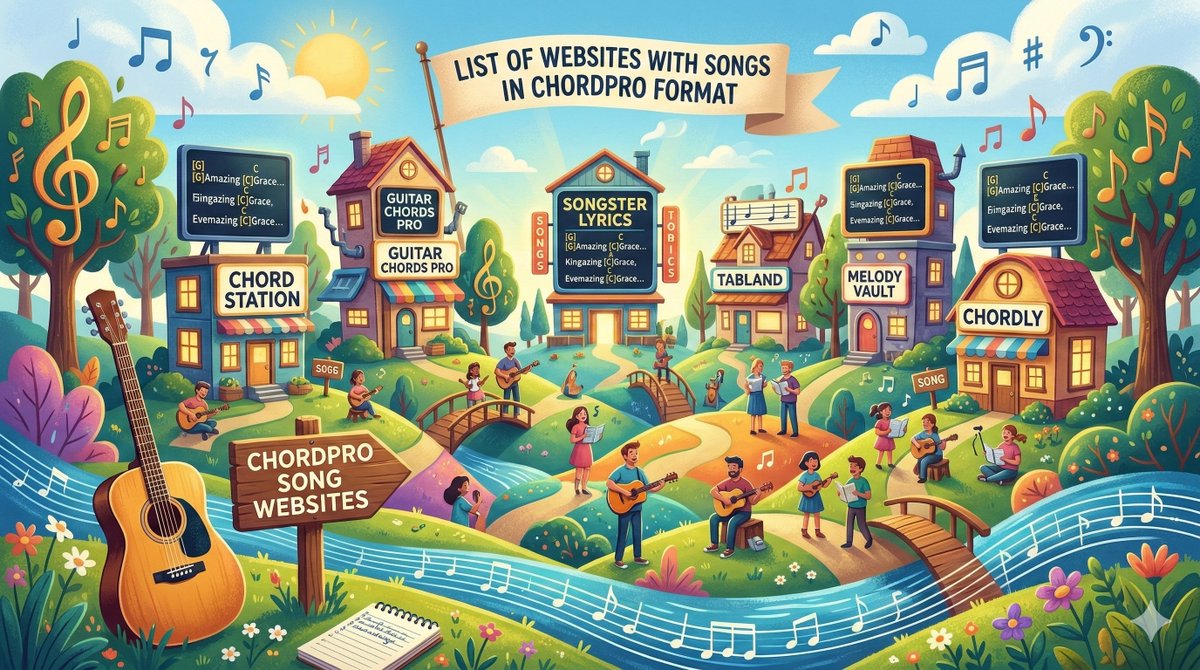 SongwriterAndy's tweet photo. MUSICIANS - Check out our list of the top websites for #ChordPro files for lyrics+chords.
Featuring:
✅ OLGA Archive
✅ Chordie
✅ Jim's Songbook
✅ SPUKES
Read more: https://t.co/XtBDNUb8X5
#Guitarist #MusicianTips #SongLyrics #SongChords #ChordPro #Keyboardist #Singer https://t.co/35ZxBAhbM3
