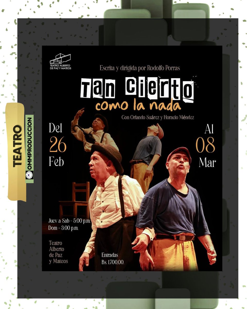 ommproduccion's tweet photo. Música, teatro y @microteatral
en @Centrotet @CculturalChacao 
@UrbanCuple 
@TeatroAPM https://t.co/1K4uqe97Mu