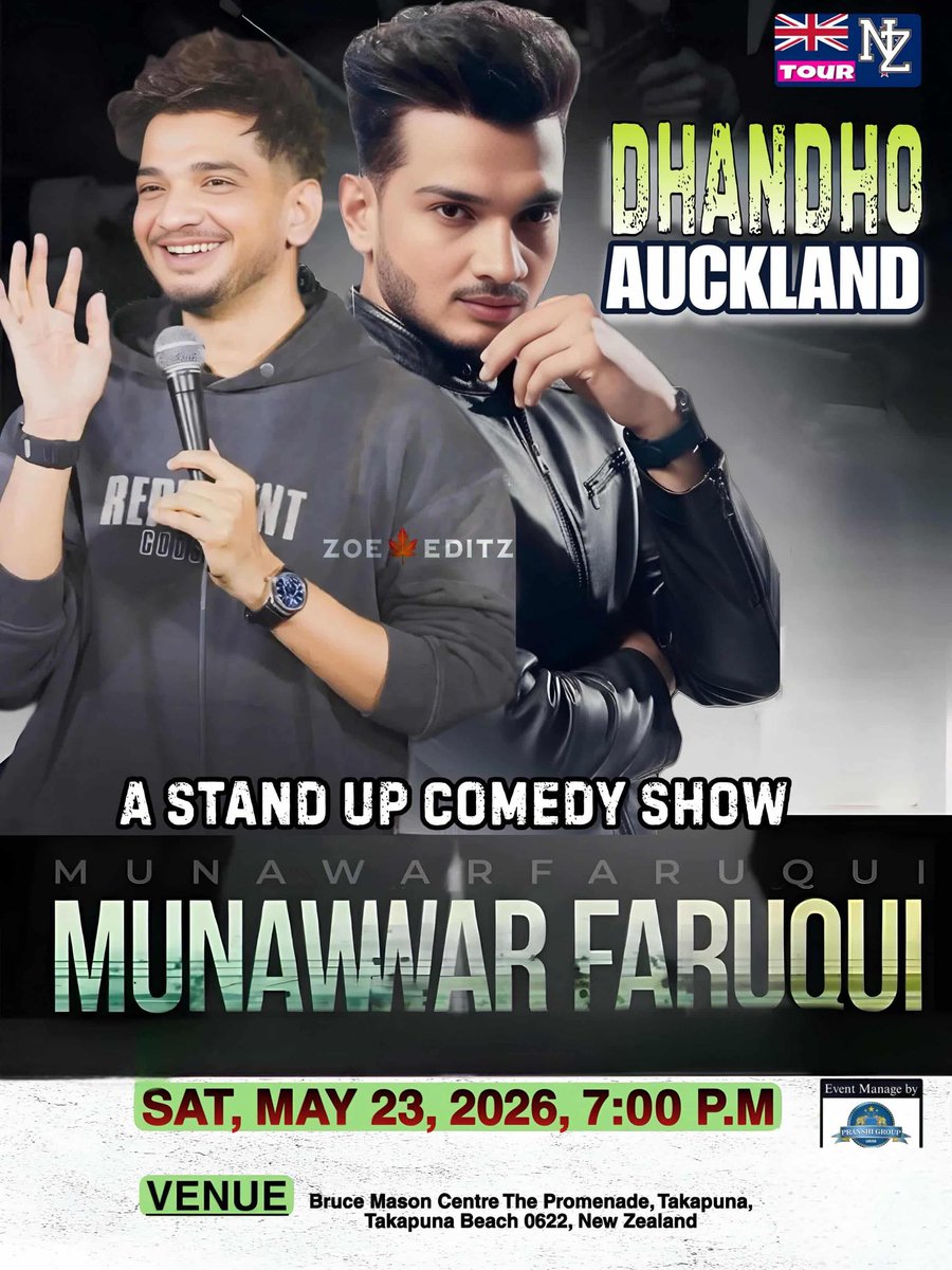 New Zealand 🇳🇿… your turn now.

22 𝗠𝗔𝗬 — 𝗖𝗛𝗥𝗜𝗦𝗧𝗖𝗛𝗨𝗥𝗖𝗛
 23 𝗠𝗔𝗬 — 𝗔𝗨𝗖𝗞𝗟𝗔𝗡𝗗

Dhandho Tour loading… 🎤🎤
<a href="/munawar0018/">munawar faruqui</a>

#MunawarFaruqui #DhandhoTour #ComedyLive #StandUpComedy
