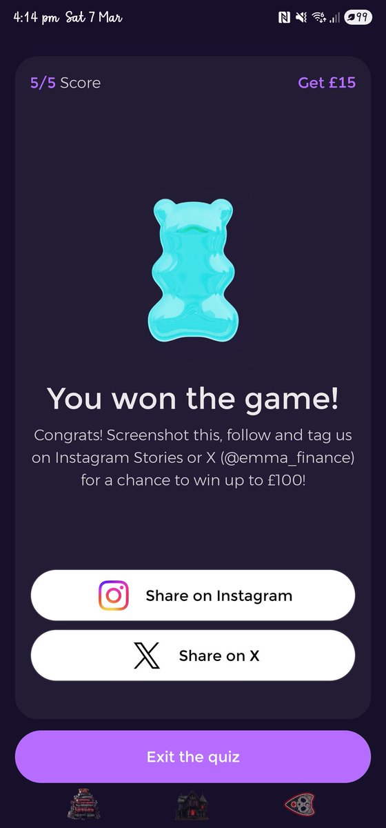 Just aced the <a href="/emma_finance/">Emma</a> quiz with a perfect 5/5 score! 🎉 Think you can beat me? #EmmaQuiz