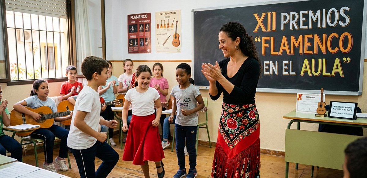CEPdeSevilla558's tweet photo. 🎵 Convocados los XII Premios 'Flamenco en el Aula'
🏅 @EducaAnd premia la elaboración de materiales curriculares y recursos didácticos y reconoce experiencias y buenas prácticas docentes
📅Hasta el 31 de mayo.
Más info: https://t.co/hImqclNw1n
@CEPdeSevilla @DG_IFP https://t.co/1TUBS72jZj