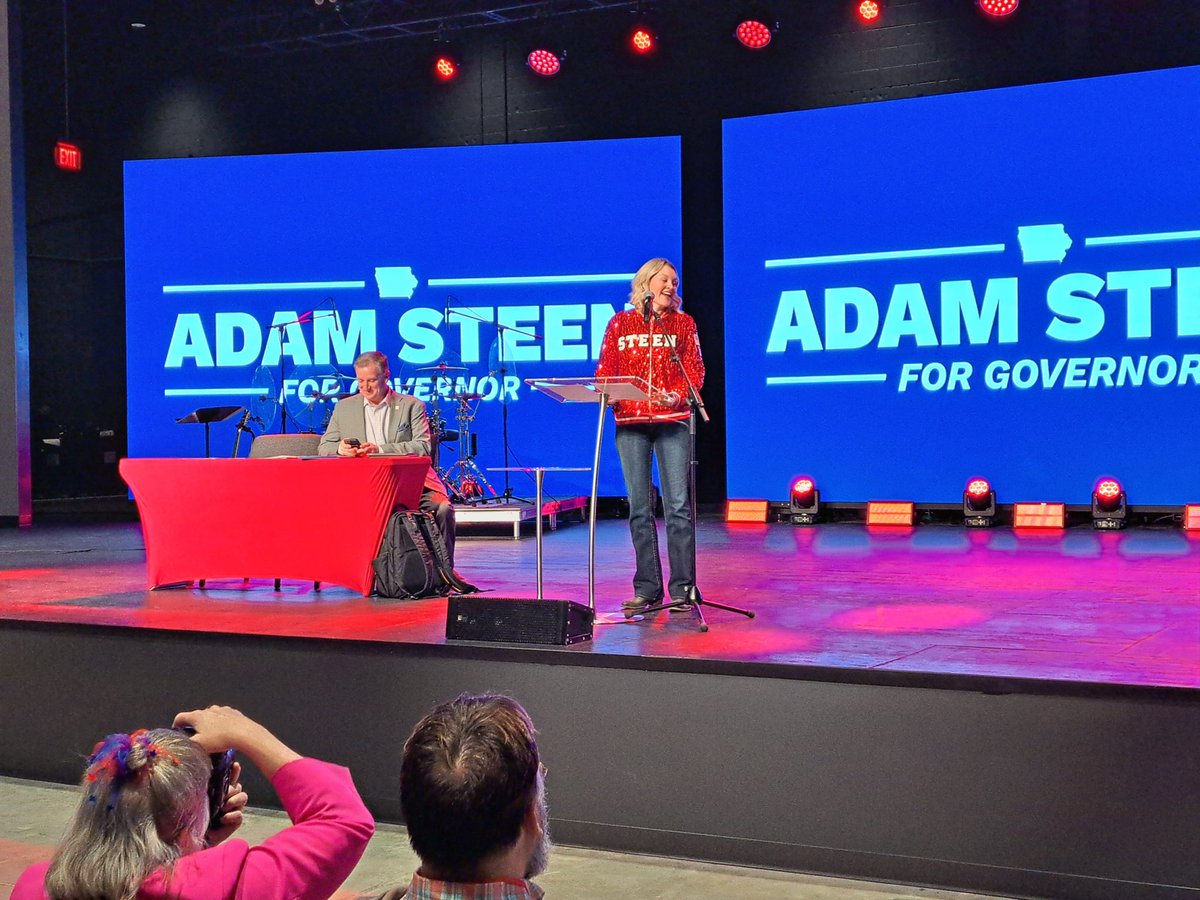 adamsteen's tweet photo. It’s County Convention Day in Iowa! I’m on the road hitting as many county conventions as possible, but I’m honored Kasey spoke on my behalf in Polk County.
This campaign is about fighting to Keep Iowa Free, and I’m grateful she was there helping carry that message today. https://t.co/XCLx18SZRg