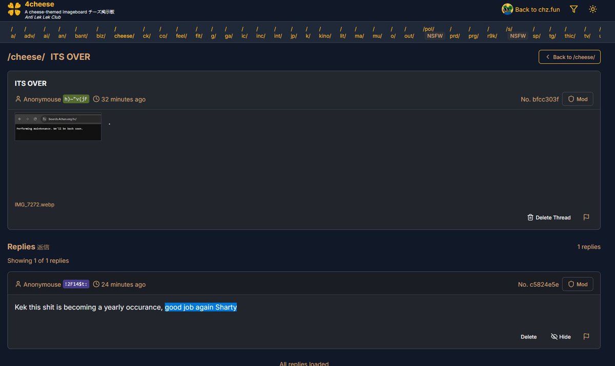 Could 4chan have been hacked by "the party" again? What does he know?