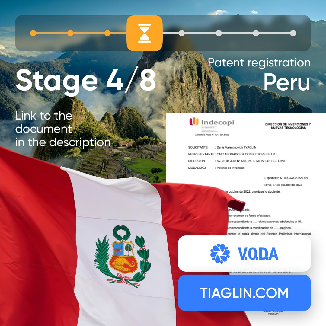 Substantive examination of the invention “Energy Storage” has begun at the Patent Office of the Republic of Peru. Stage 4

Link to the document: drive.google.com/file/d/1_xM_I4…

Official website and social media accounts: linktr.ee/denistiaglin