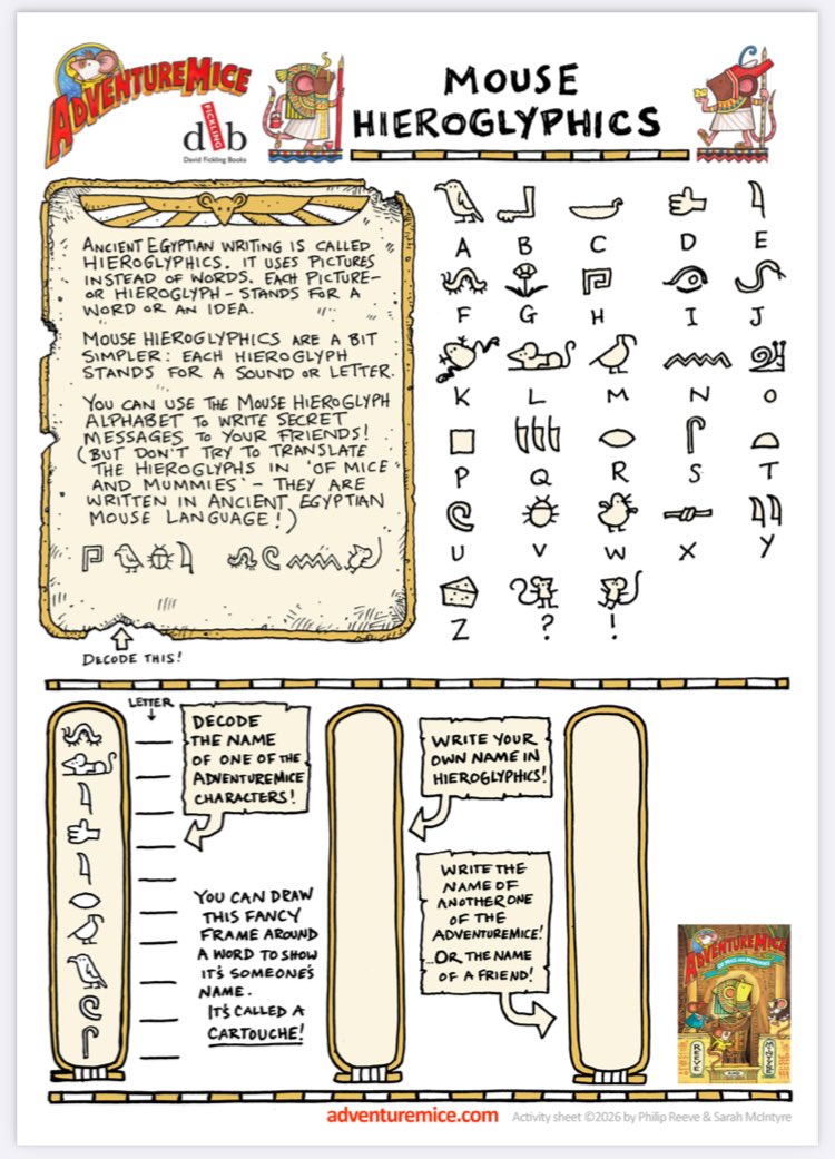 jabberworks's tweet photo. Write messages in Ancient Egyptian Mouse Hieroglyphics!
(Available free to print out on the #Adventuremice website) https://t.co/CrBeEPwLox