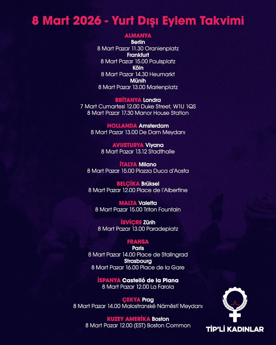 8 Mart’ta sokaklardayız! 

Korkmuyoruz! 
Buradayız! 

Kara düzeninizi biz yıkacağız! 

Nerelerdeyiz?