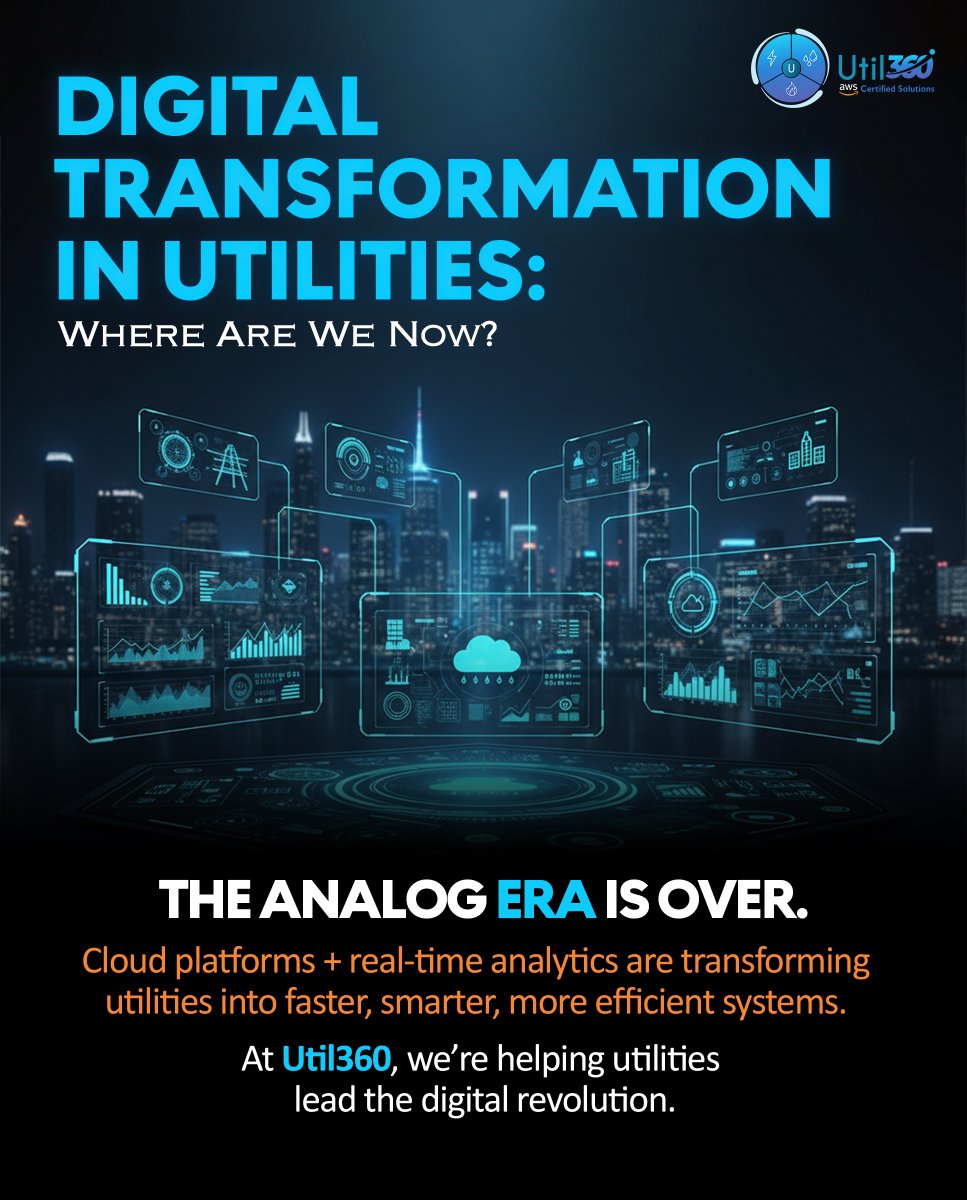 Util3601's tweet photo. The analog era is over. The digital utility is here. ⚡️

Cloud platforms, real-time data, smarter ERP, and empowered customers are reshaping utilities. The shift isn’t coming—it’s already happening.

Util360 is driving the change: https://t.co/yk4mFgVipp

#DigitalUtilities https://t.co/jVX1x9pg5C