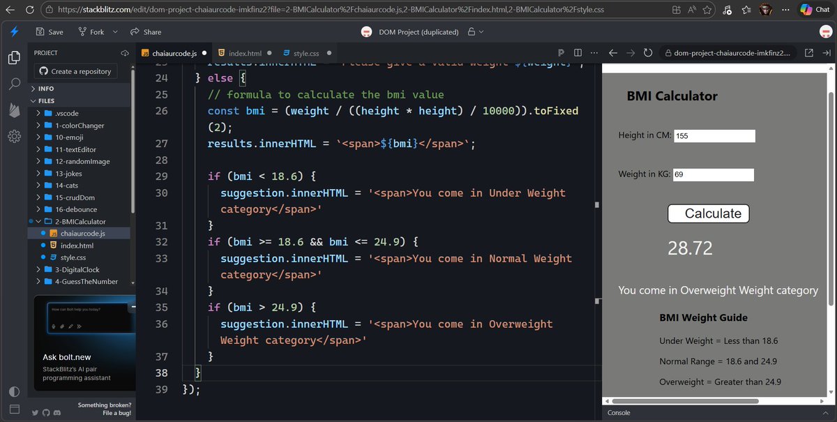 Just finished a set of JavaScript mini projects while learning DOM ...