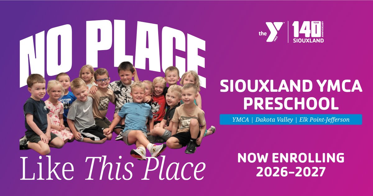 nwsymca's tweet image. At the Siouxland YMCA, preschool is where children learn, grow and belong.

💙 All-day care
🏊 Swim lessons
🧠 Social-emotional learning

Registration for 2026–2027 is NOW OPEN. Spots fill quickly!
nwsymca.org/preschool?utm_…
#EarlyLearning #SiouxlandYMCA #140YearsStrong