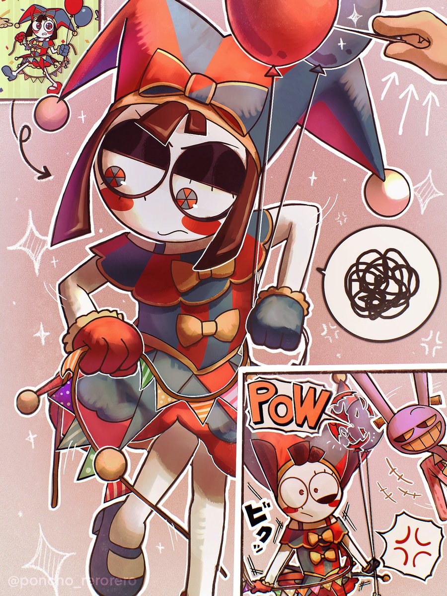 poncho_rerorero's tweet image. If you keep dawdling, I'll play a prank on you!🎈🪡
#TADC #Pomni #jaxTADC #funnybunny
