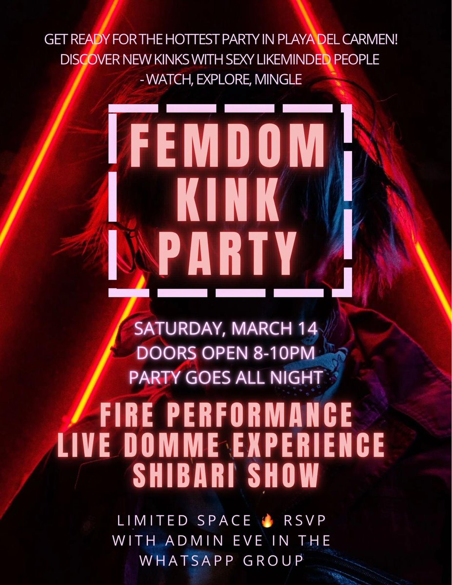 _Goddess_Miel_'s tweet photo. One week away!!! Playa del Carmen!
#kinkevent #fetishparty #femdom https://t.co/i0B5dGOaeA