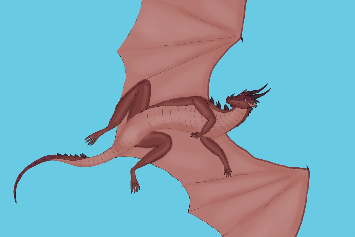 Jack_Coyote's tweet photo. I continue to draw a dragon for @vensArt .Since I don't know how to draw backgrounds yet, and I don't really like a pure white background, I replaced it with a blue one.
#WingsofFire #WoFOC #DragonCharacter https://t.co/BCUpe9R0ib