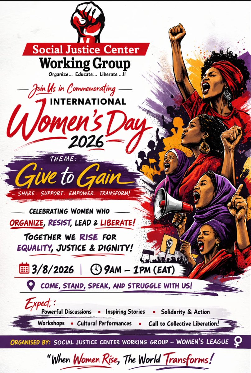 SJwomenleague's tweet photo. Let’s come together to honor and uplift the amazing women who inspire change every day. There will be inspiration, connection, and celebration as we mark International Women’s Day.
@UhaiWetu @AmnestyKenya https://t.co/MhafeGQuYz
