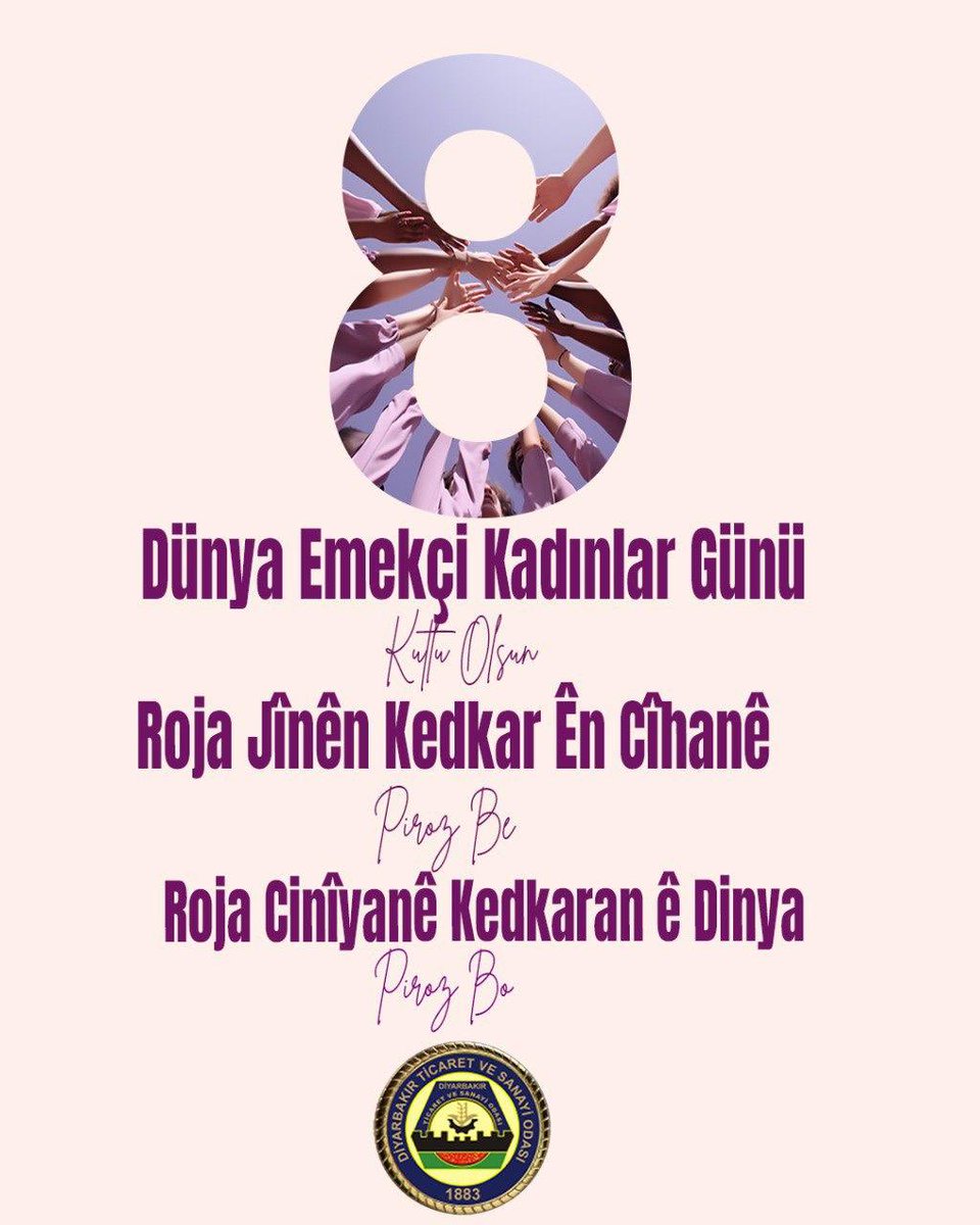 DiyarTSO's tweet photo. 8 Mart Dünya Emekçi Kadınlar Günü Kutlu Olsun

Roja Jînên Kedkar Ên Cîhanê Piroz Be

Roja Cinîyanê Kedkaran Ê Dinya Piroz Bo https://t.co/gjsX6nqPjg