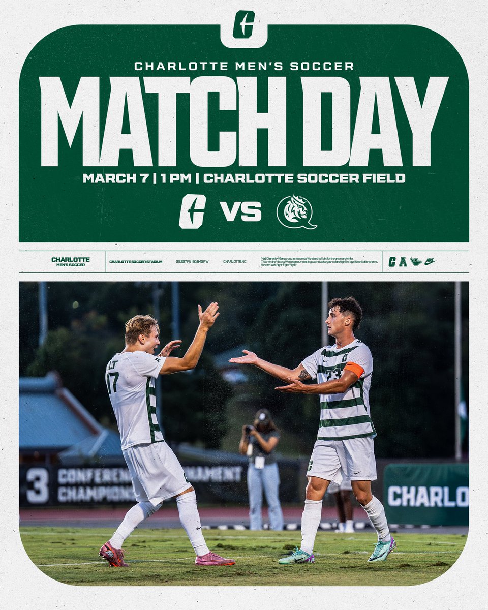 CharlotteMSoc's tweet photo. 𝐁𝐀𝐂𝐊 𝐎𝐍 𝐓𝐇𝐄 𝐏𝐈𝐓𝐂𝐇 🔥 

Join us at the Charlotte Soccer Field today as we kick off our spring slate against Queens at 1:00 p.m. 

Admission is free for all! https://t.co/yNnAoxMI9s