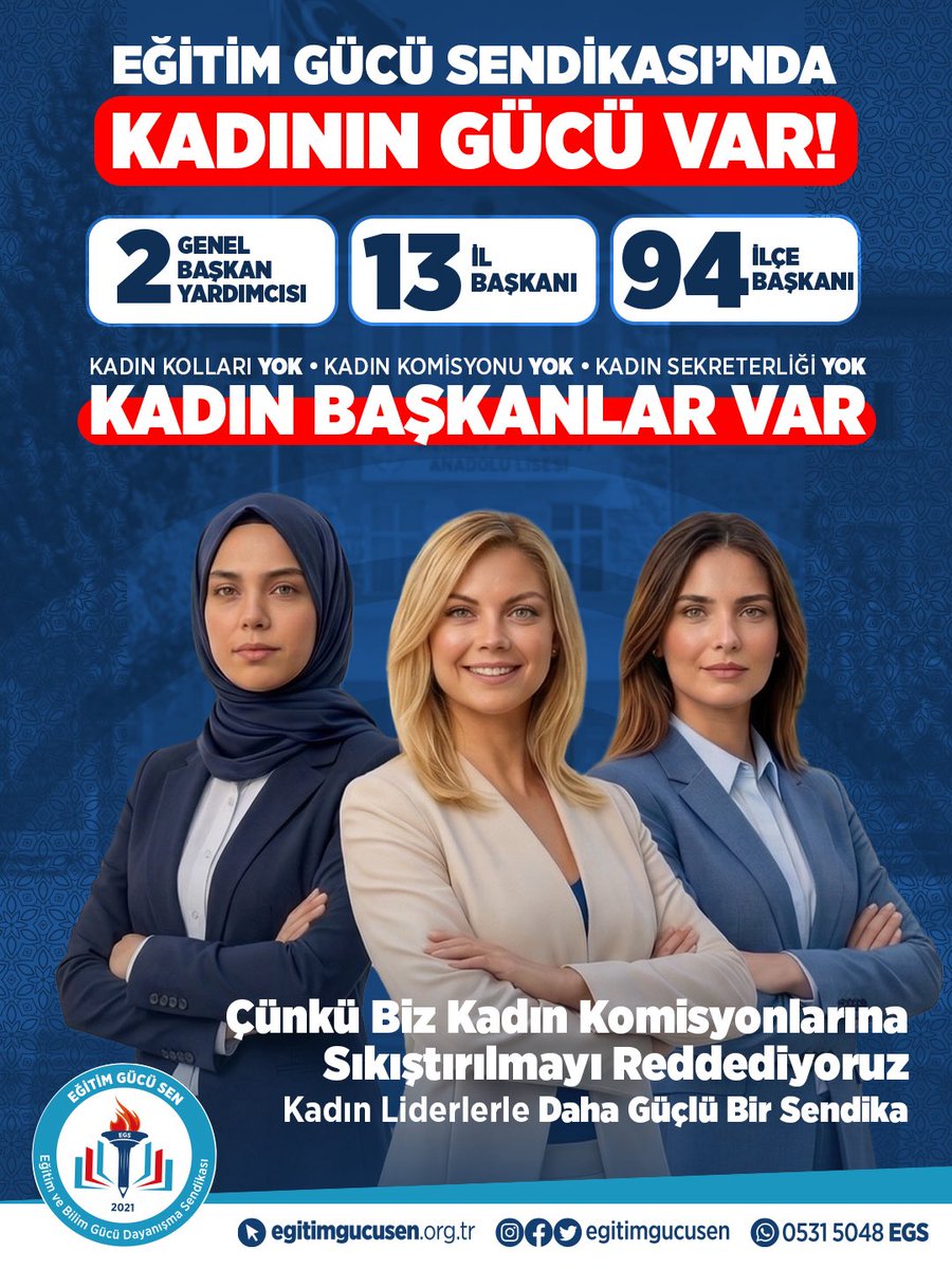 egitimgucusen's tweet photo. 8 Mart Dünya Kadınlar Günü’nde bir kez daha vurguluyoruz:

Eğitim ve Bilim Gücü Dayanışma Sendikası’nda kadınlar yalnızca temsil edilen değil; yöneten, karar alan ve sendikal mücadeleye yön veren bir gücün parçasıdır.

Biz, kadınların belirli alanlara ayrıldığı yapıları değil; sendikal mücadelenin her kademesinde söz sahibi olduğu bir anlayışı savunuyoruz. Bu nedenle sendikamızda kadınlar komisyonlara sıkıştırılmaz; doğrudan yönetimde yer alır ve mücadeleyi birlikte büyütür.

Kadınların emeği, aklı ve liderliğiyle daha güçlü bir sendika, daha güçlü bir gelecek için çalışıyoruz.

8 Mart’ın ortaya çıkmasına vesile olan, emeğiyle, cesaretiyle ve kararlılığıyla tarihe iz bırakan tüm kadınları saygıyla anıyoruz.