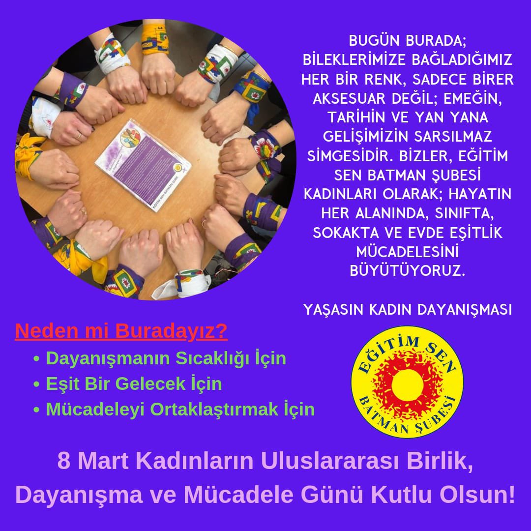 8 Mart Dünya Emekçi Kadınlar Günü Kutlu olsun 💜💜💜

8ê Adarê, Roja Jinên Cîhanê, 
pîroz be 💜💜💜
#jinjîyanazadî #8mart #8êadarê