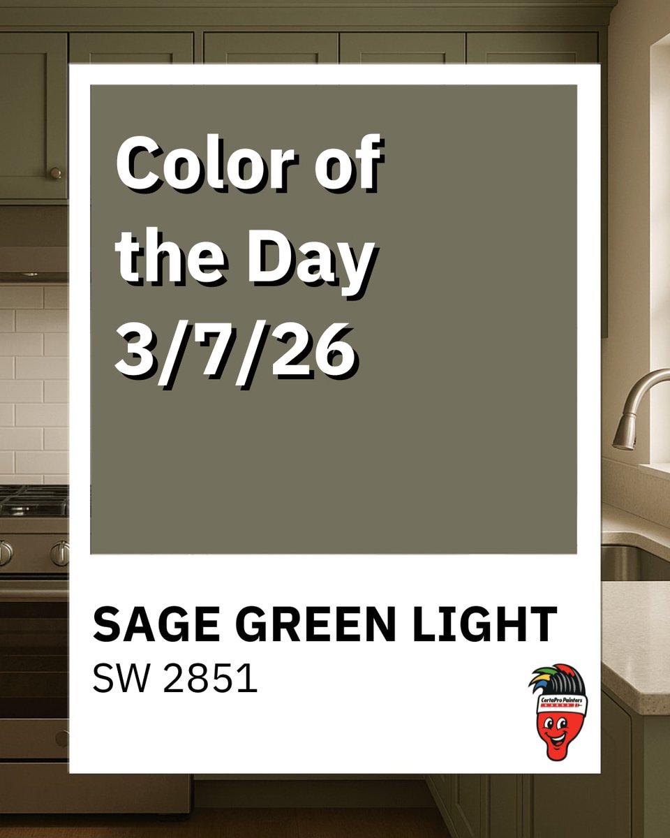 CertaPro_'s tweet image. Bristles says:
“Fresh, refined, and easy to live with.”

#ColorOfTheDay #BristlesSays #SageGreenLight #SherwinWilliams #CertaProPainters #ColumbusOH #InteriorPainting #KitchenUpdate #ColumbusHomes #ProfessionalPainters #GreenPaint #HomeRefresh