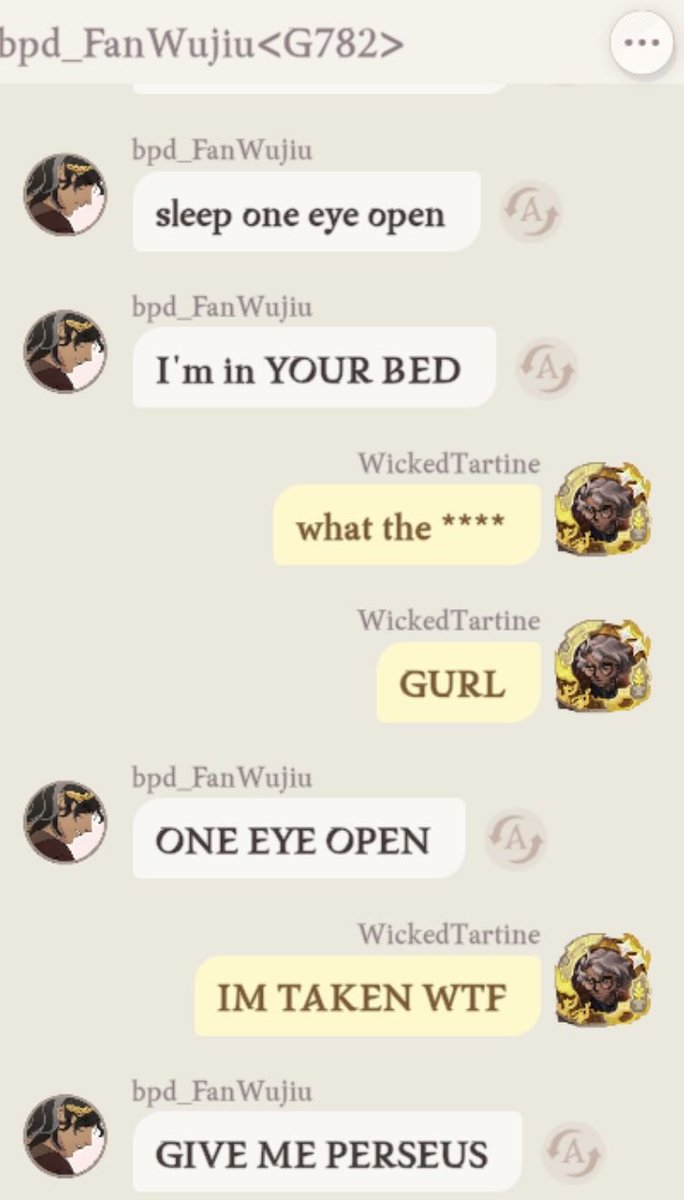 generouschoco's tweet photo. UNO REVERSE CALL-OUT POST ON @bpd_fanwujiu 
SHE TRIED TO JUMP ME BC I HAD S+ EQUIPMENT 25 PERSEUS AND SHE DOESNT https://t.co/HFQONKFHxK