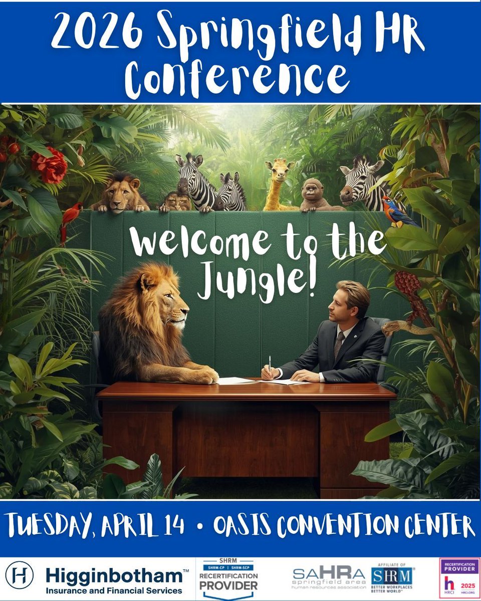 🦁 Springfield HR… Are You Ready?

The 2026 Springfield HR Conference is coming, and this year we’re saying…
Join us Tuesday, April 14 at the Oasis Convention Center for a powerful day of learning, networking, and next-level HR leadership.

Register: sahramo.org/event-6393870