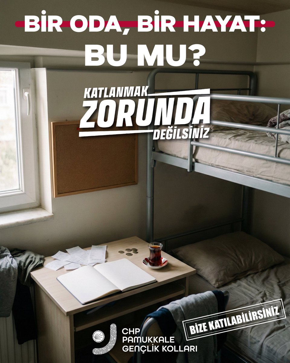 Bir oda, bir hayat… Bu mu?
Gençliğe reva görülen; daracık odalar, yüksek kiralar, bitmeyen geçim kaygısı.
Bu düzen “idare et” diyor. Biz etmiyoruz.
Katlanmak zorunda değilsiniz.

Sen de aramıza katıl, birlikte mücadele edelim.