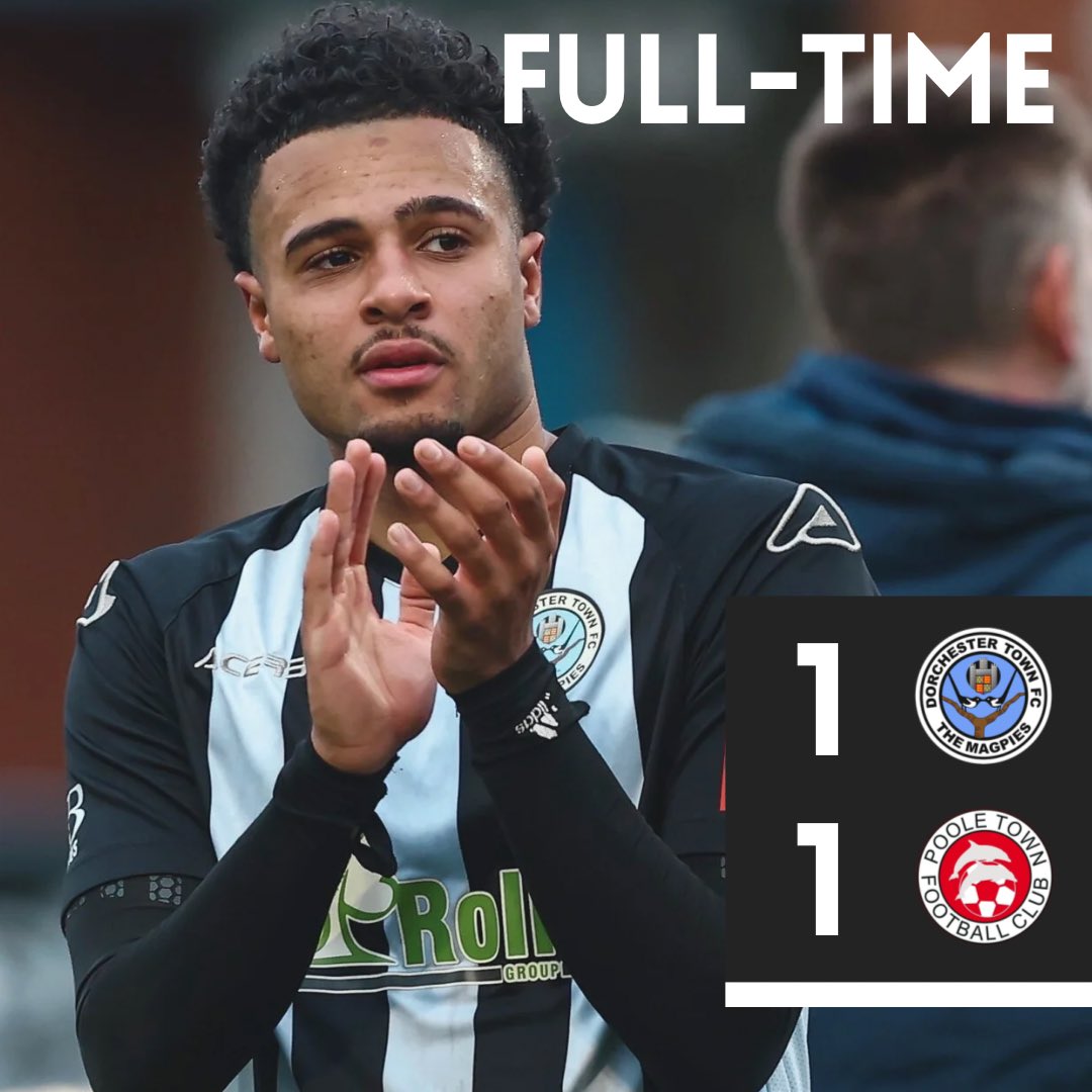 DorchTownFC's tweet photo. ⏱️ | 𝗙𝗨𝗟𝗟 ��𝗜𝗠𝗘

The Magpies 1-1 Poole Town

#WeAreDorch ⚫️⚪️ https://t.co/ywyQaZDllT