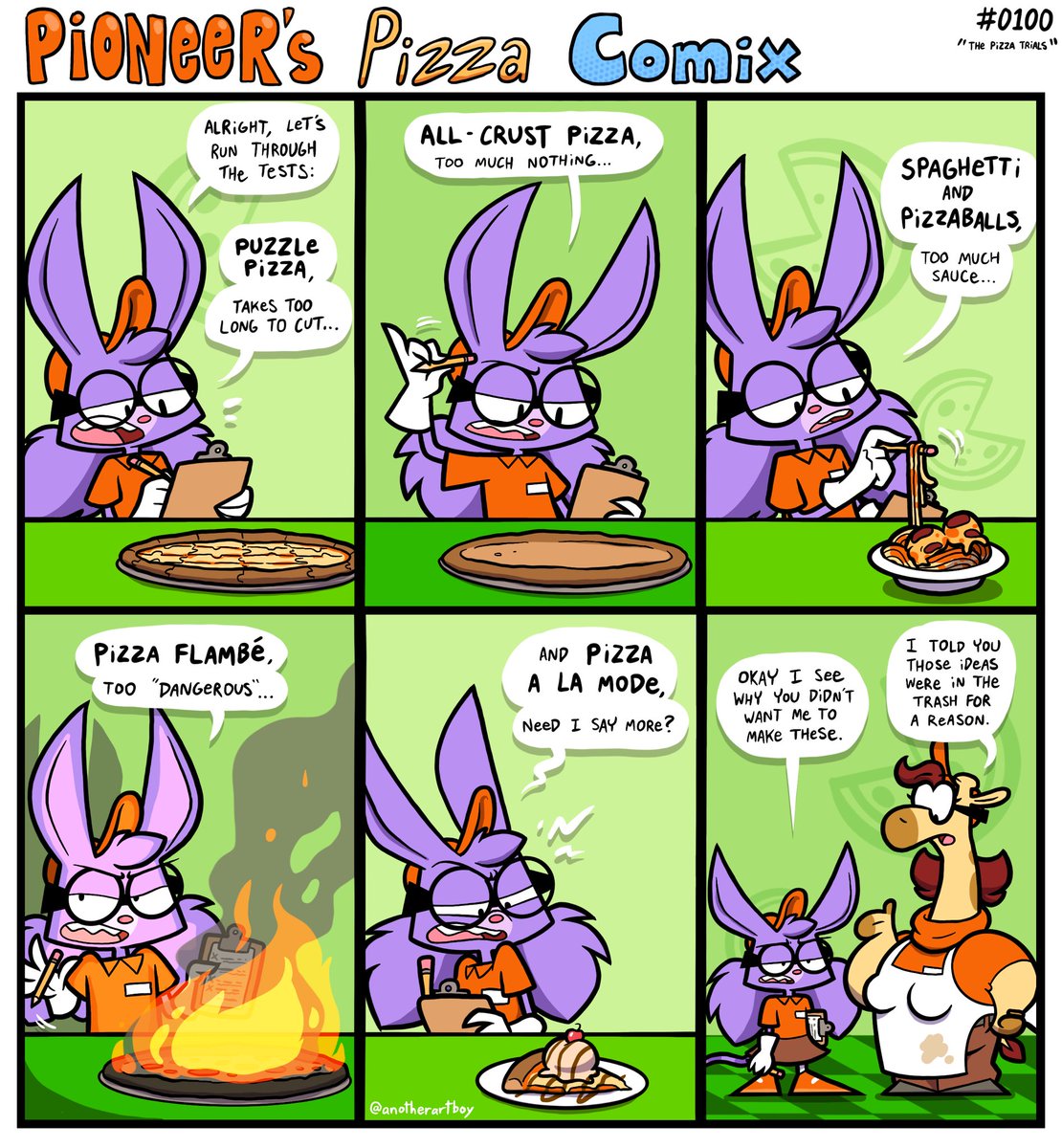 anotherartboy's tweet photo. Pioneer’s Pizza Comix, No. 100! https://t.co/h9KhxevfkV