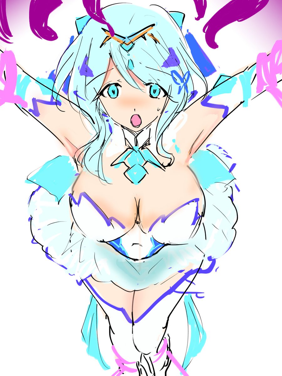 「本日のwip 純愛ちゃんのピンチシーン描いてたら磔系にw」|玖〆カズーのイラスト