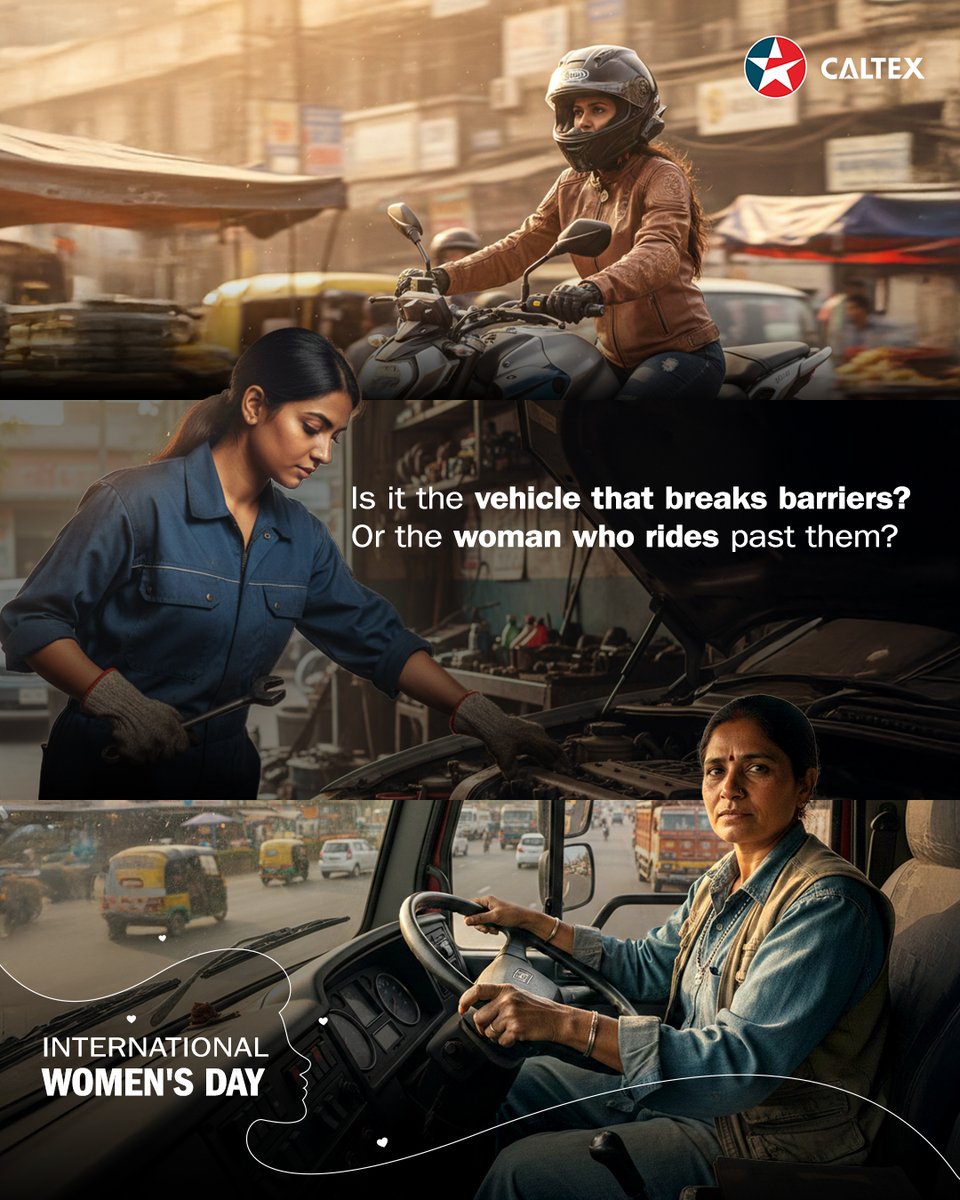 CaltexIndia's tweet image. To the women who commit: To careers. To families. To dreams. To themselves.​
Often all at once.​
Your commitment inspires ours.​
Happy Women's Day from Caltex Lubricants.

#CaltexIndia #CaltexLubricants #WomensDay  #CelebratingWomen #WomenEmpowerment